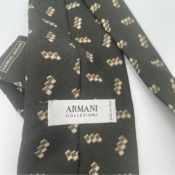 GIORGIO ARMANI Collezioni Silk Tie Green Made In Italy Designer Luxury Mens - Picture 2 of 8